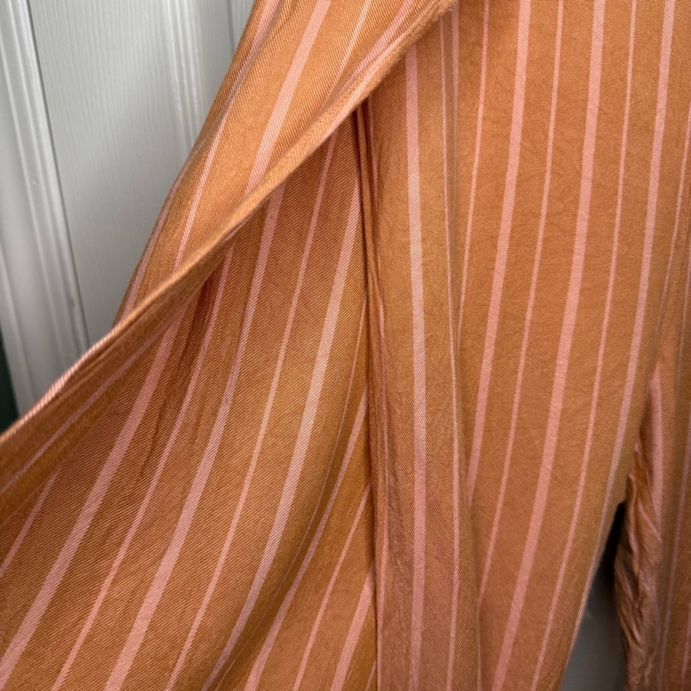 Free People Open Harem Pants Salmon Pink and Orange Stripes Size 12 GUC see pics - Picture 3 of 6